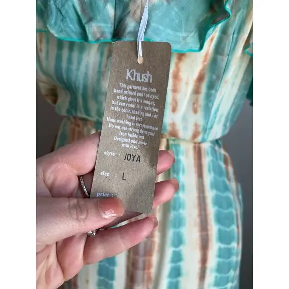 Khush Cold Shoulder Wrap Maxi Dress Boho Resort Vacation Floral L - Picture 8 of 10